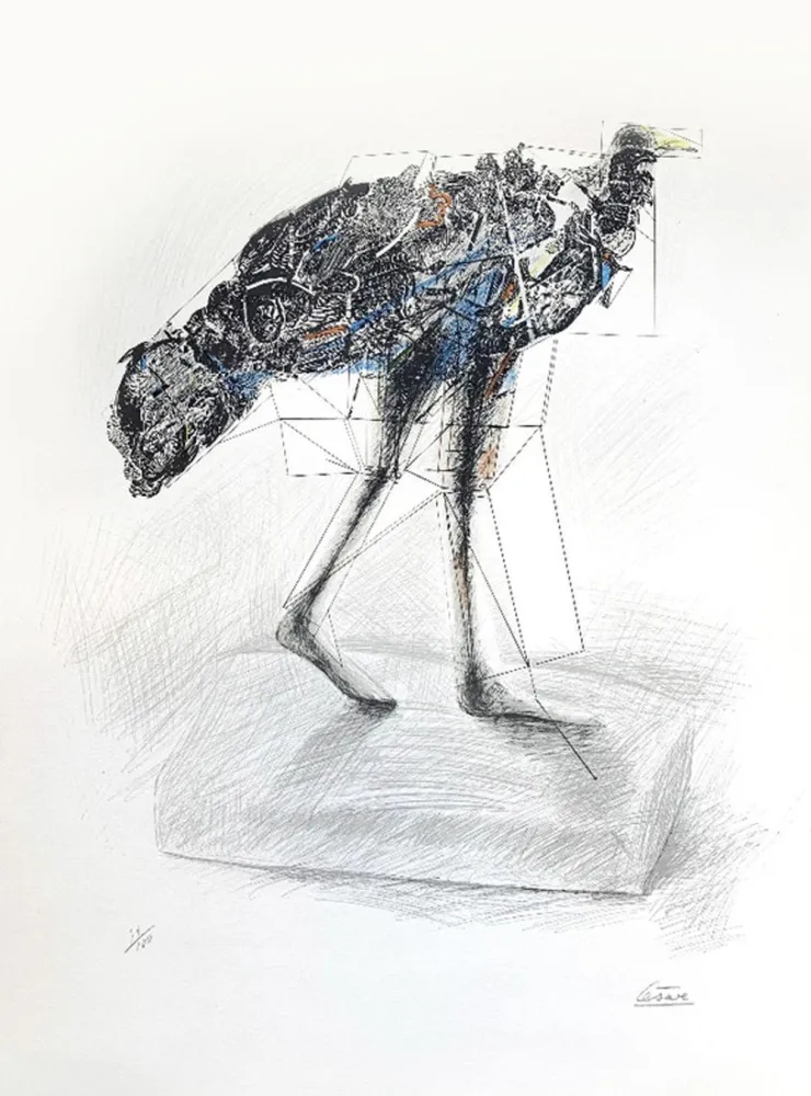 Lithografie Cesar - La poule