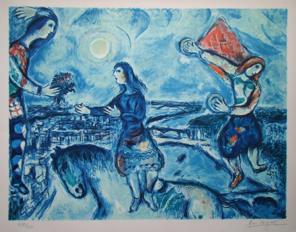 Lithografie Chagall (After) - Lovers over Paris