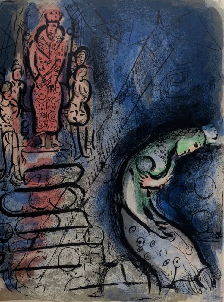 Lithografie Chagall - Assuerus chasse Vasthi, 1960