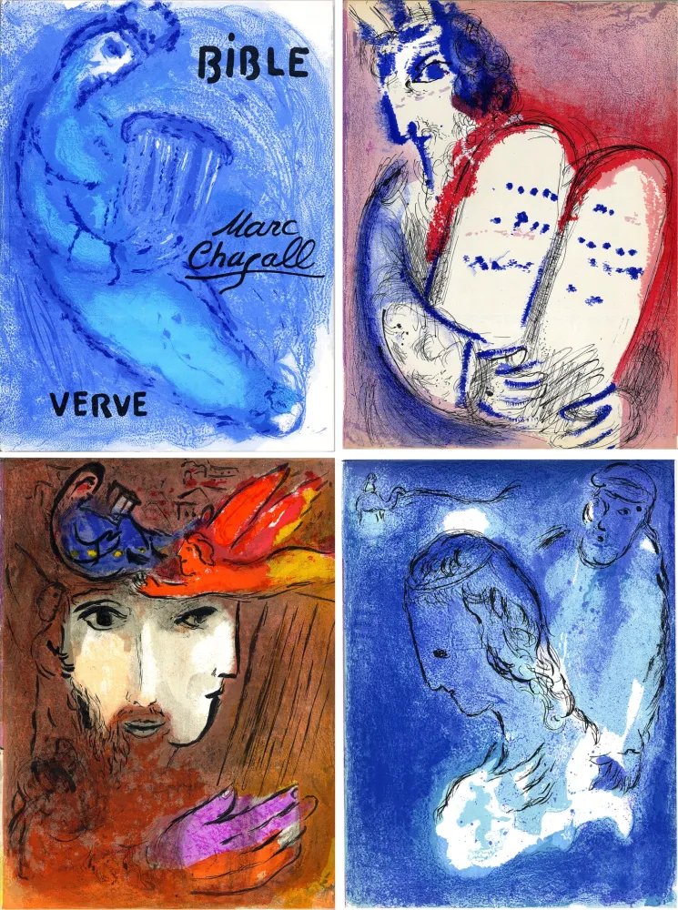 Geïllustreerd Boek Chagall - BIBLE. 28 Lithographies Originales. Verve vol. VIII. n°33 et 34 (1956)