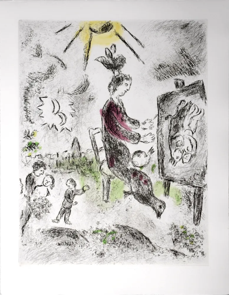 Ets En Aquatint Chagall - Celui qui dit les choses sans rien dire, 1976 - PLATE 10