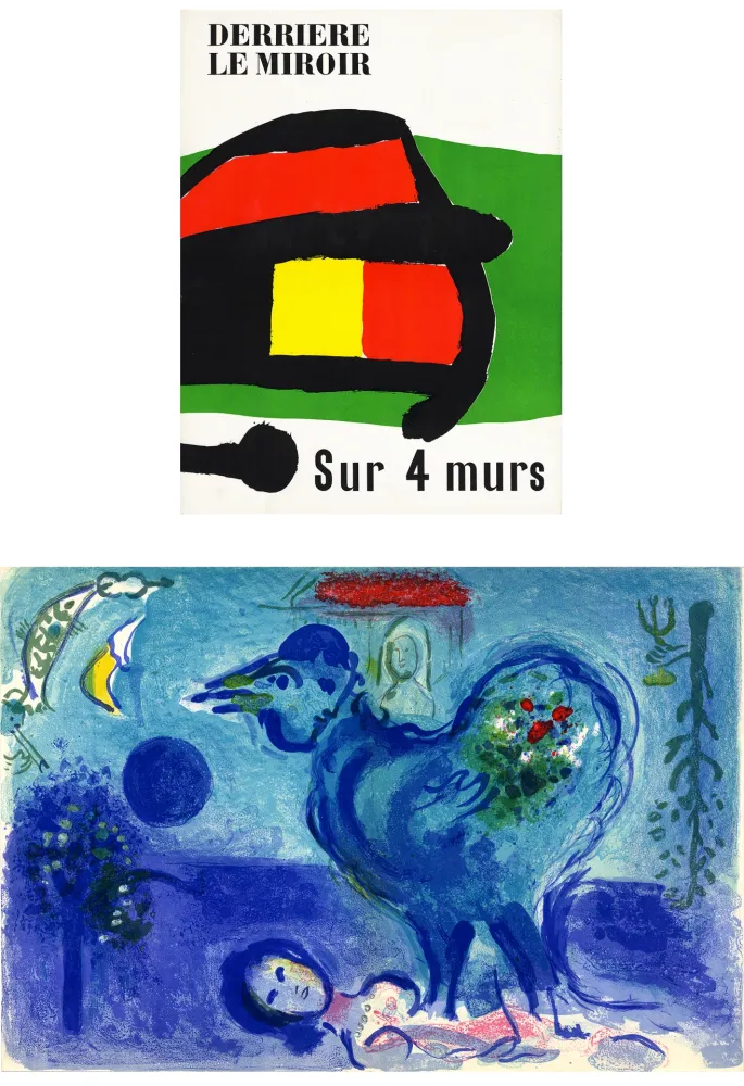 Geïllustreerd Boek Chagall - Derrière le Miroir n° 107-108-109. SUR 4 MURS. PAYSAGE AU COQ (1958)