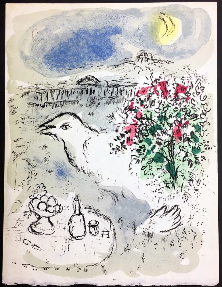 Lithografie Chagall - MENU pour la Présidence de la République (tirage à part sur Japon nacré). 1977