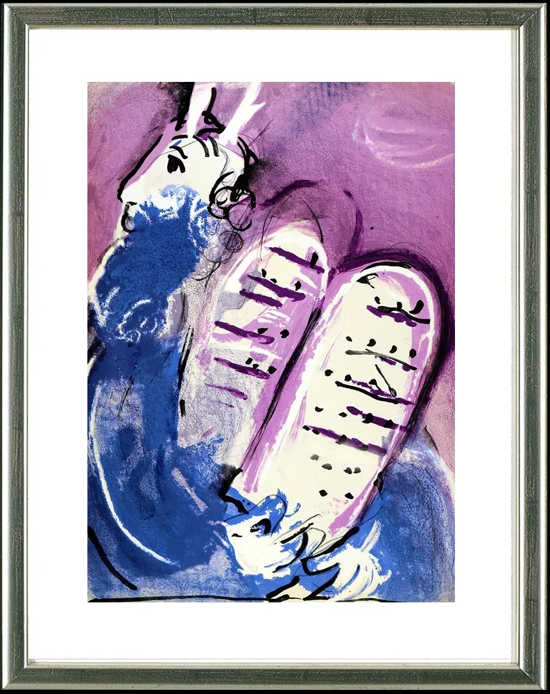 Lithografie Chagall - Moses (mit Gesetzestafeln), Paris 1956
