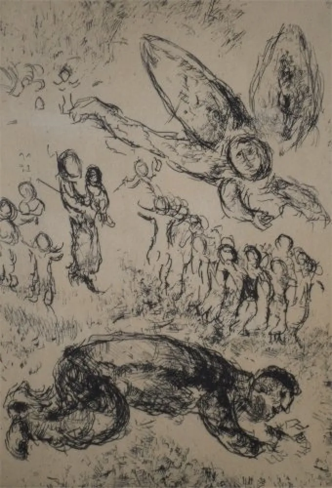 Ets En Aquatint Chagall - Psaumes de David, planche 13