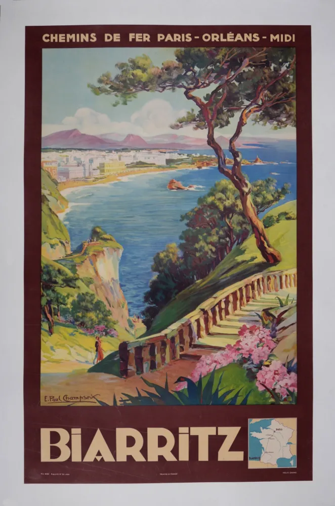 Lithografie Champseix - Biarritz, Chemins de fer Paris-Orléans-Midi, 1935