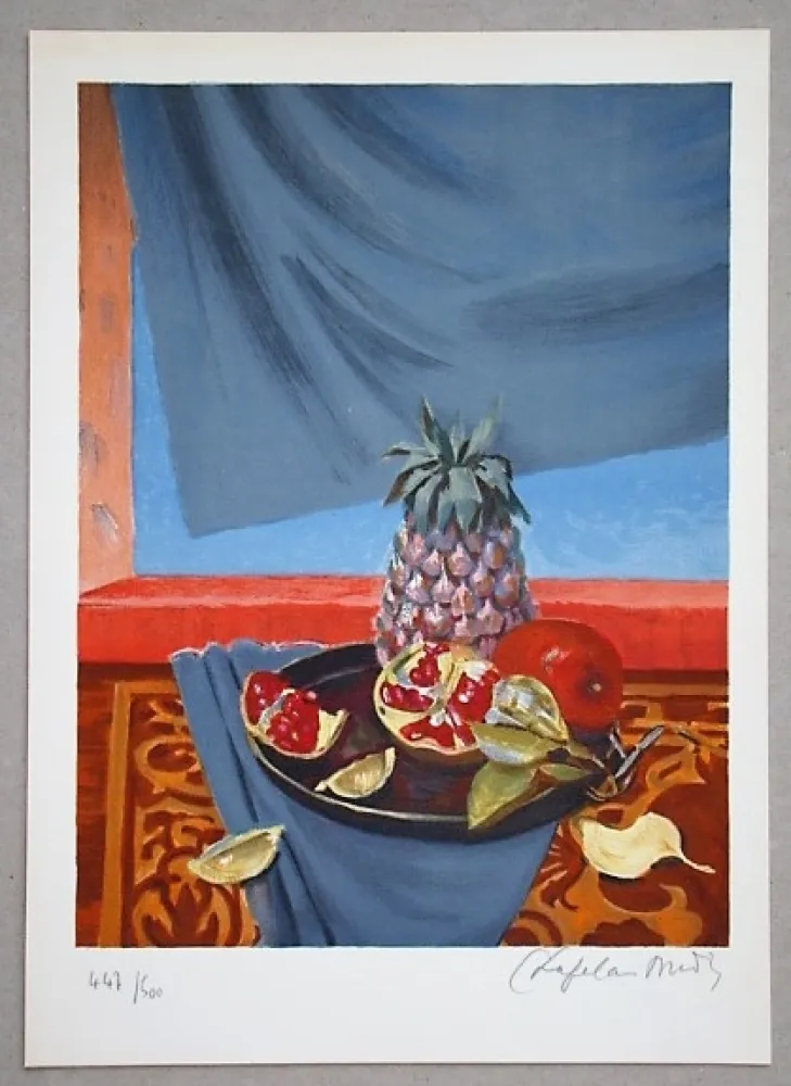 Lithografie Chapelain-Midy - Nature Morte aux Ananas et Grenades