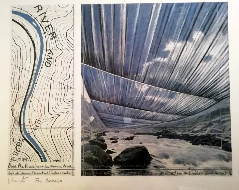 Poster Christo - Over the river (Project for Arkansas River)  signed lithographic poster