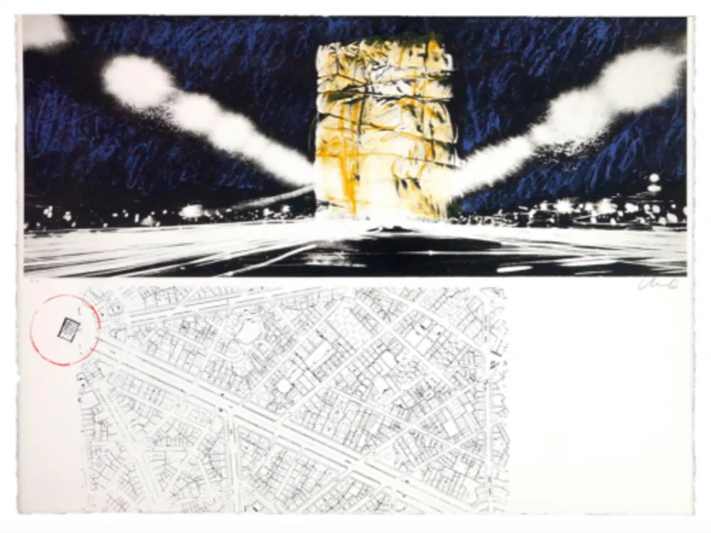 Lithografie Christo - Project for the Arc de Triomphe, Paris