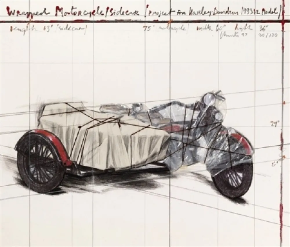 Lithografie Christo - Wrapped Motorcycle/Sidecar