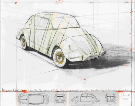 Zeefdruk Christo - Wrapped Volkswagen, Project for 1961 Volkswagen Beetle Saloon