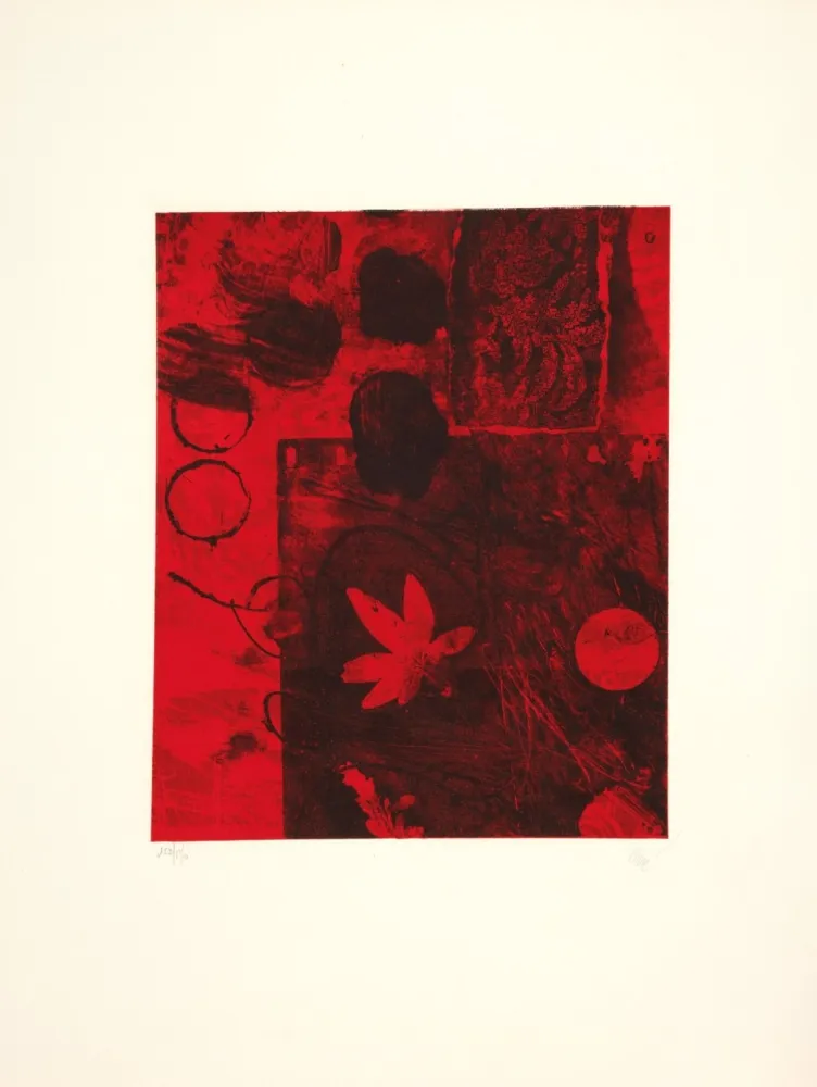 Lithografie Clavé - Feuille rouge