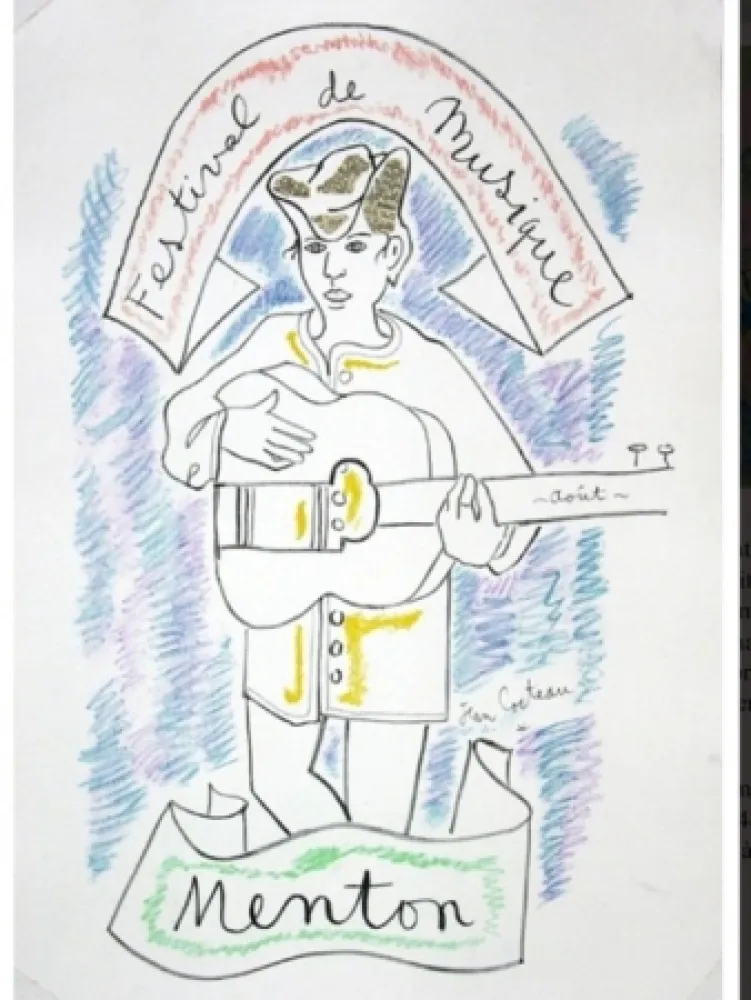 Lithografie Cocteau - MENTON FESTIVAL DE MUSIQUE