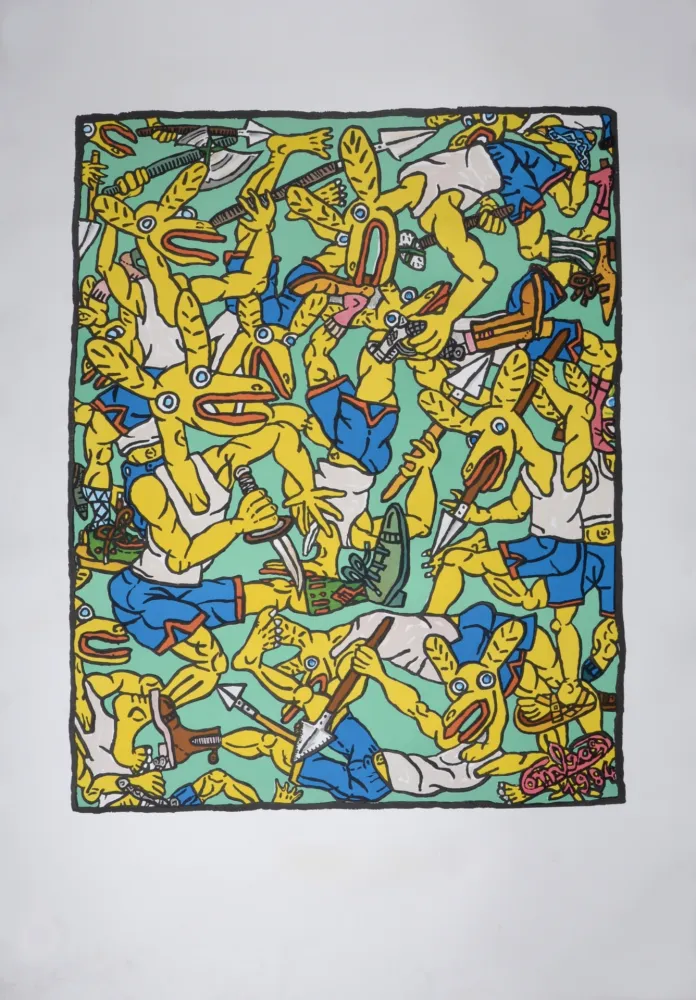 Lithografie Combas - Les Lapins jaunes, 1984