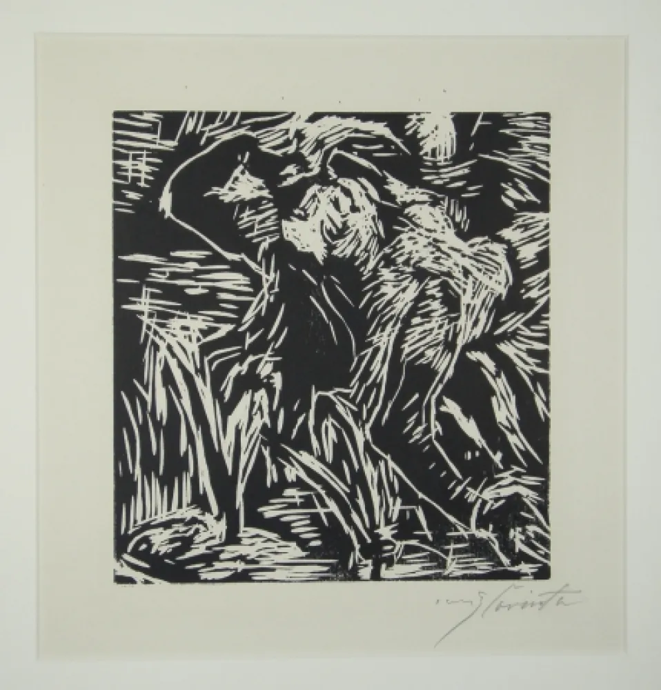 Houtsnede Corinth - Rückwärts gebeugter weiblicher Akt (Reclining Female Nude)