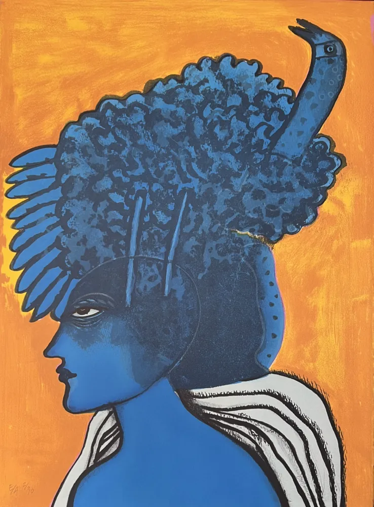 Lithografie Corneille - Lithographie Femme Oiseau 1998