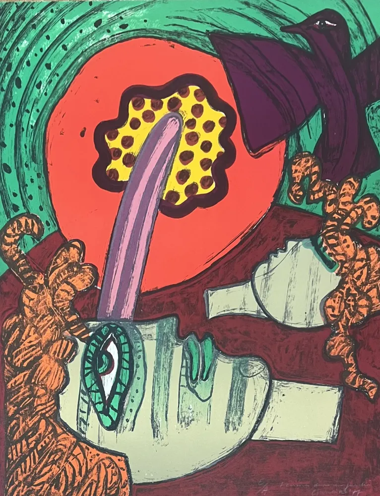 Lithografie Corneille - Lithographie Femmes dans un jardin E/A 1977