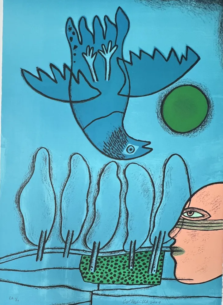 Lithografie Corneille - Lithographie Hommage à l'écrivain voyageur René Char, 2001