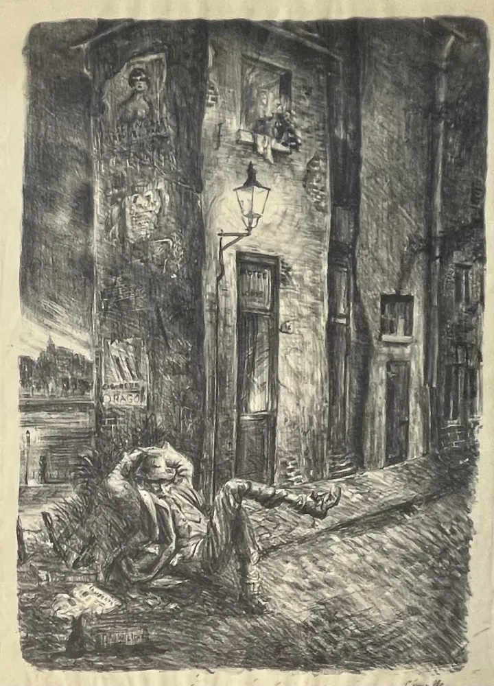 Lithografie Corneille - Lithographie Petite rue dans Paris, 1943