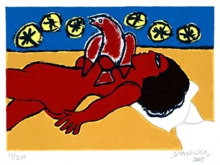 Zeefdruk Corneille - Nu rouge