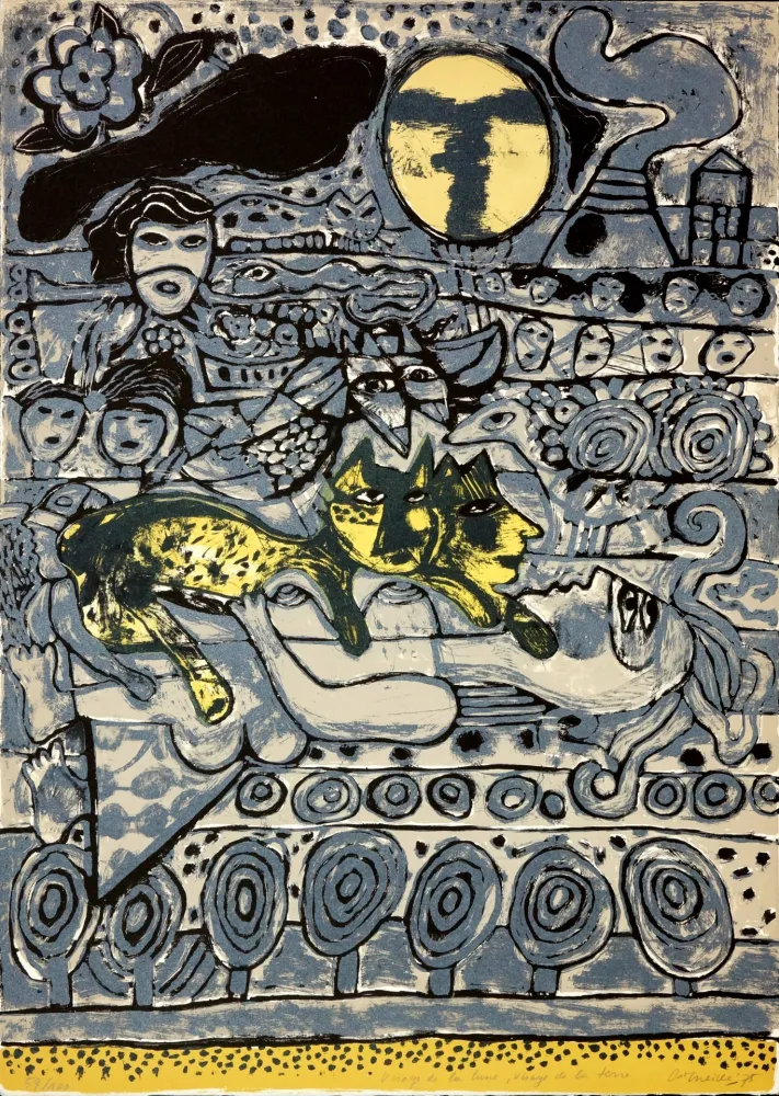 Lithografie Corneille - Visage de la lune, visage de la terre