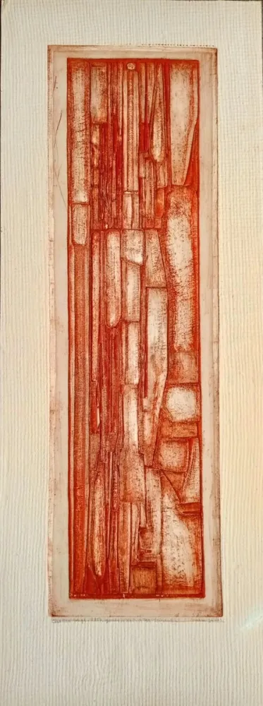 Reliëf Courtin - Rare Abstract Composition, 1950s, Relief Etching in colour