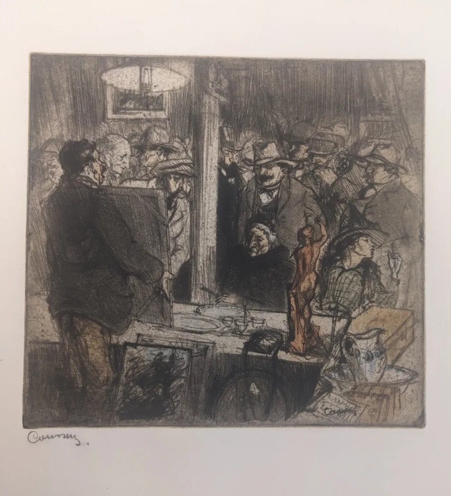 Aquatint Coussens - La vente aux enchères (The Auction)