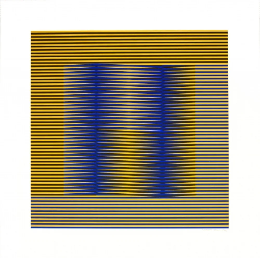 Zeefdruk Cruz-Diez - Induction Chromatique (Blue & Yellow) 
