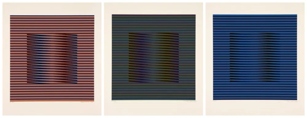 Zeefdruk Cruz-Diez - ORANGE, VERTE y BLEU