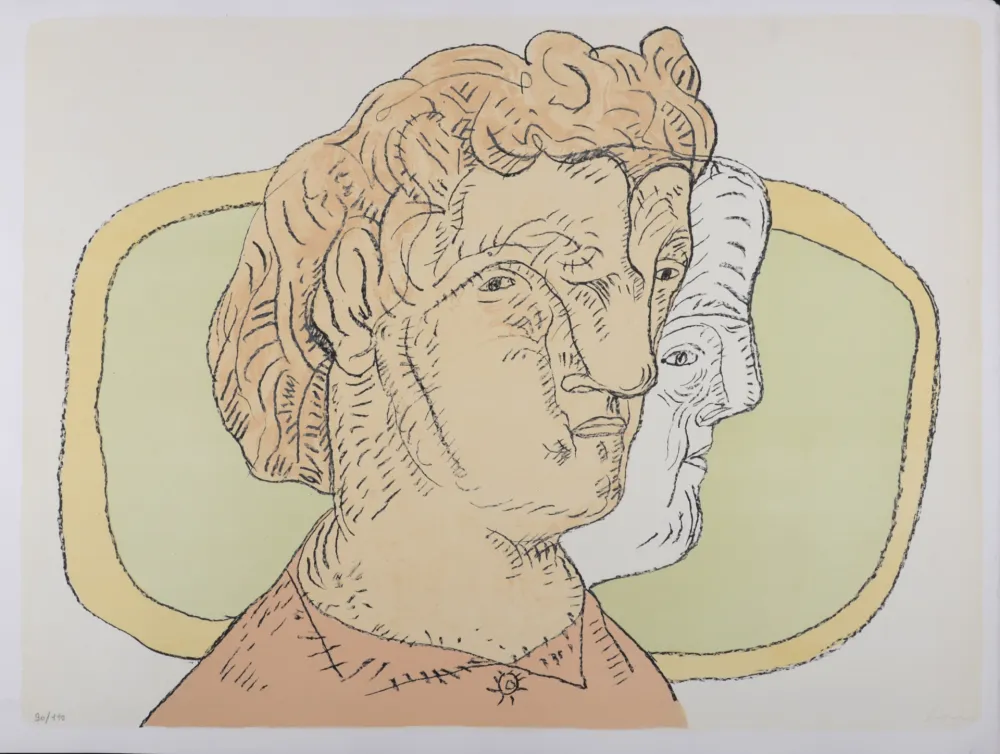 Lithografie Cuevas - Retrato al Espejo, 1986 - Hand-signed