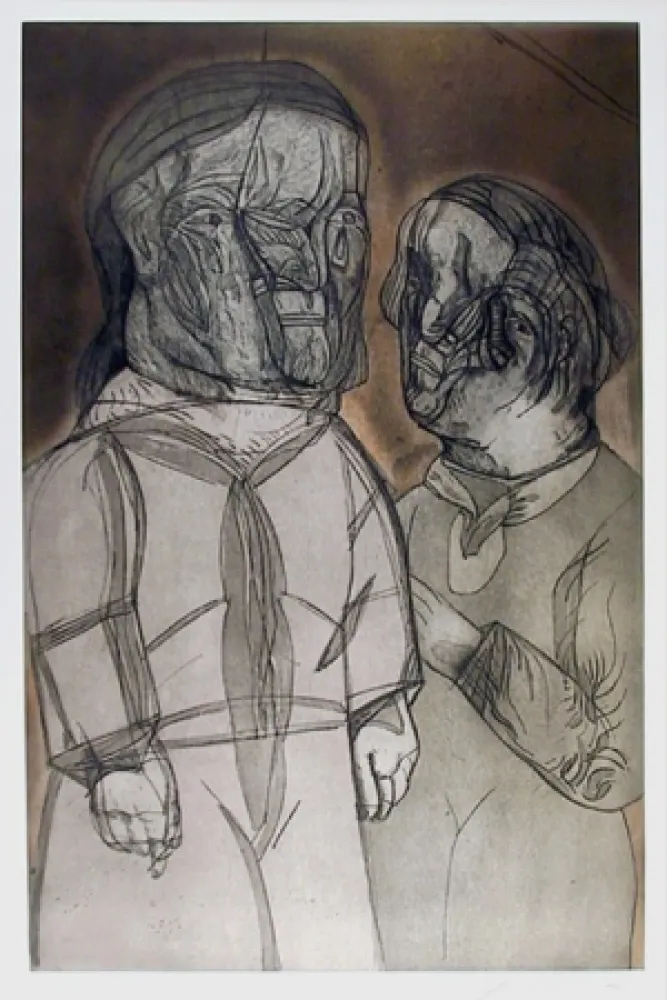 Ets En Aquatint Cuevas - Ustine y el Marquez de Sade from the Intolerance Portfolio