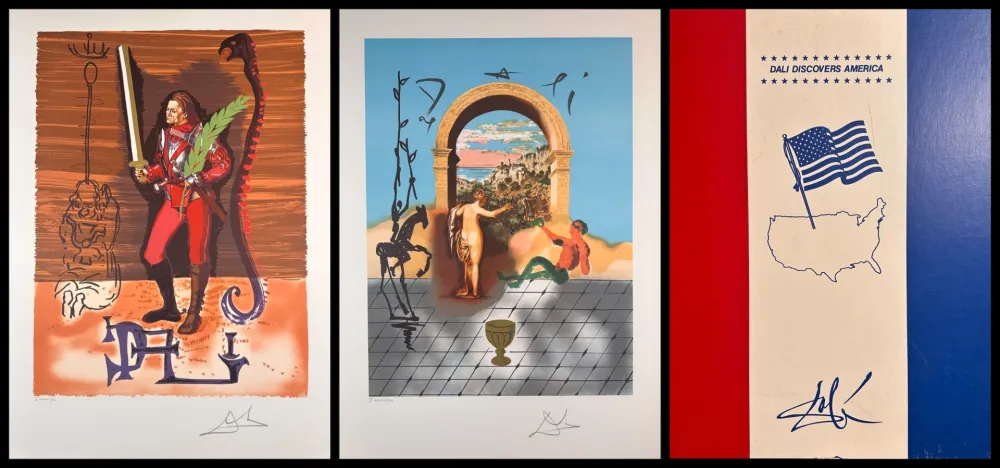 Lithografie Dali - Dali Discovers America 2 Piece Suite with Portfolio Case