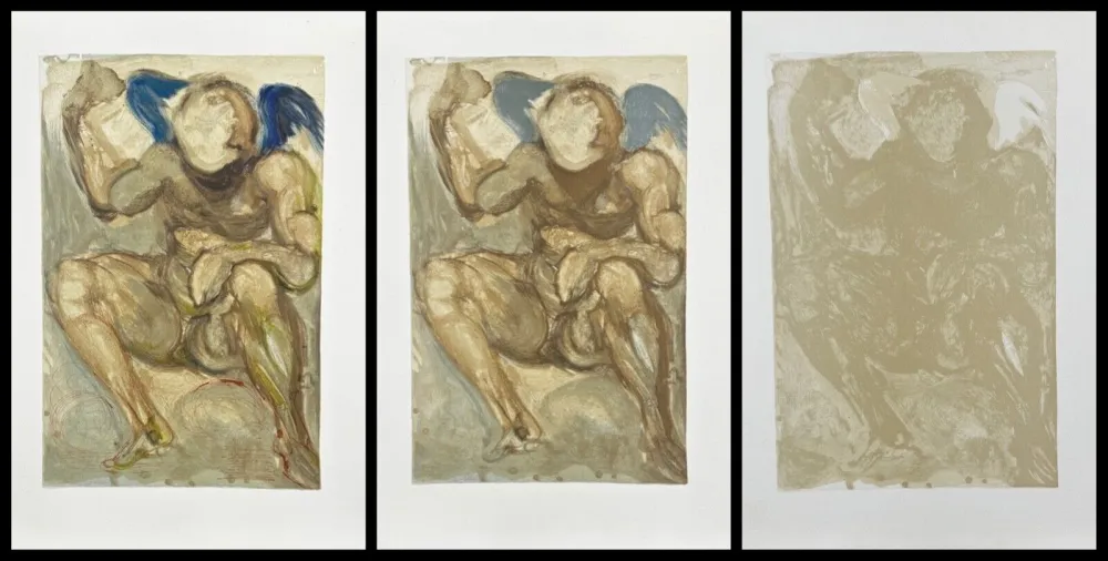Houtsnede Dali - Divine Comedy Purgatory Canto 15 Decomposition (3 Pieces)