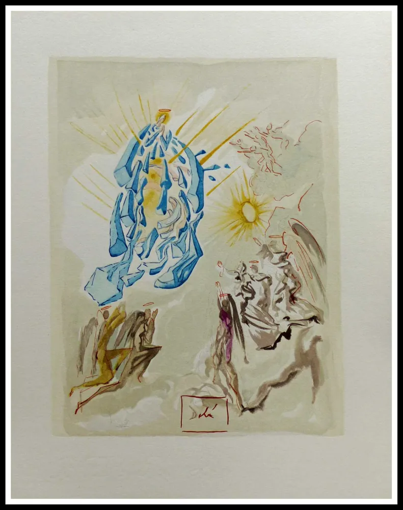 Houtsnede Dali - LA DIVINE COMEDIE - Dante recouvre la vue