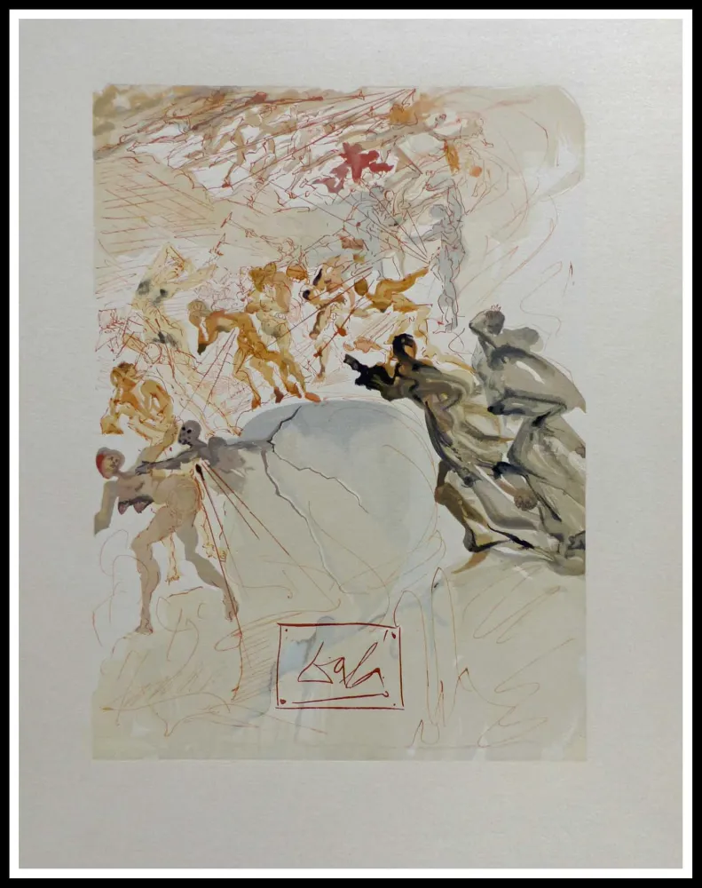 Houtsnede Dali - LA DIVINE COMEDIE - La Luxure