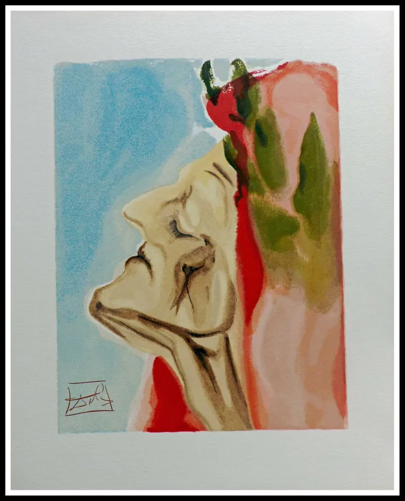 Houtsnede Dali - LA DIVINE COMEDIE - Le nouveau de doute de Dante
