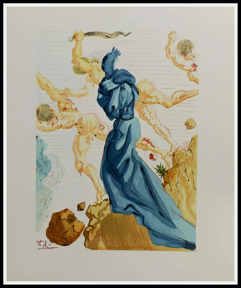 Houtsnede Dali - LA DIVINE COMEDIE - Les margelles de Phlégéton