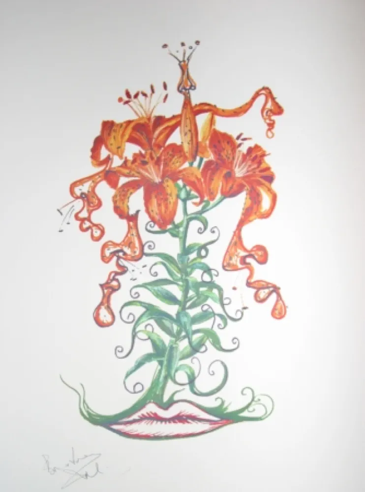 Lithografie Dali - Lilium aurancacium (surrealistic flowers)
