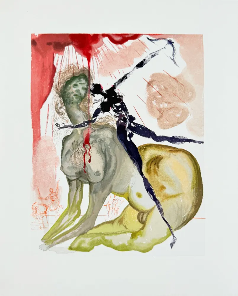 Houtsnede Dali - The Inferno, Canto 12 - The Minotaur