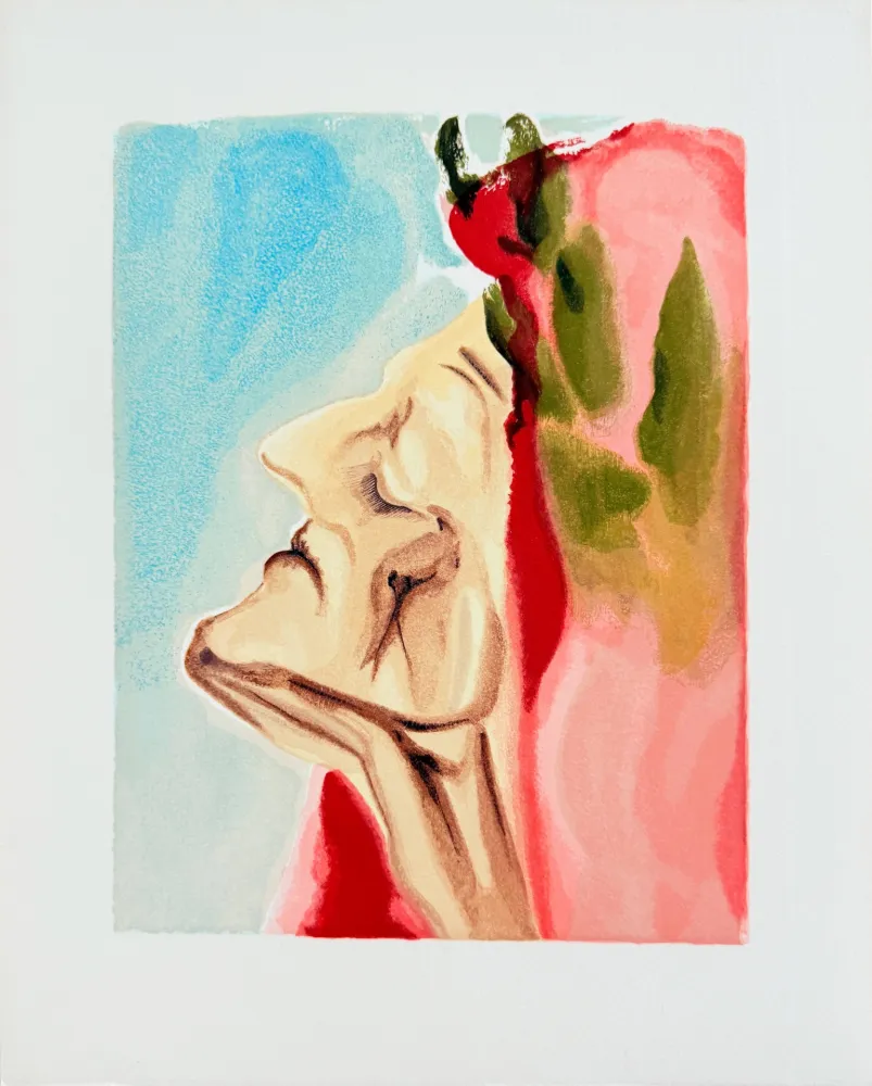 Houtsnede Dali - The Paradise, Canto 7 - Le nouveau doute de Dante