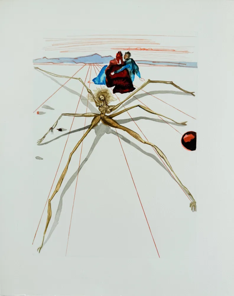 Houtsnede Dali - The Purgatory, Canto 17 - Leaving the Terrace of Anger