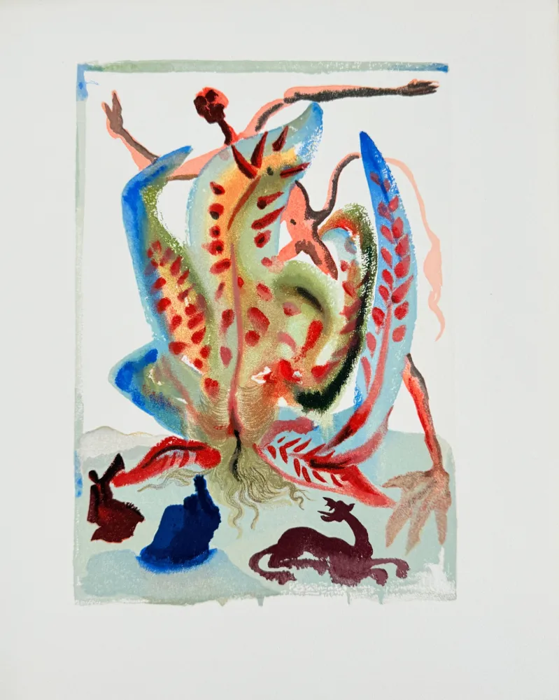 Houtsnede Dali - The Purgatory, Canto 23 - Gluttony