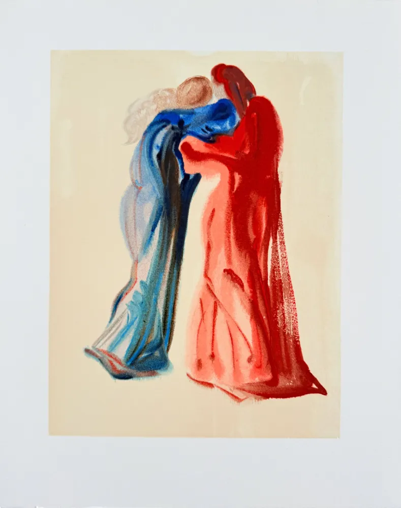 Houtsnede Dali - The Purgatory, Canto 29 - Meeting of Dante and Beatrice