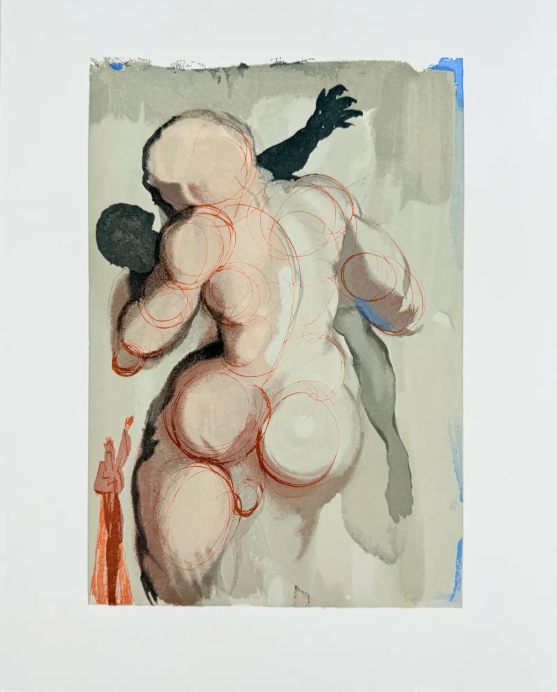 Houtsnede Dali - The Purgatory, Canto 6 - Les Morts par violence