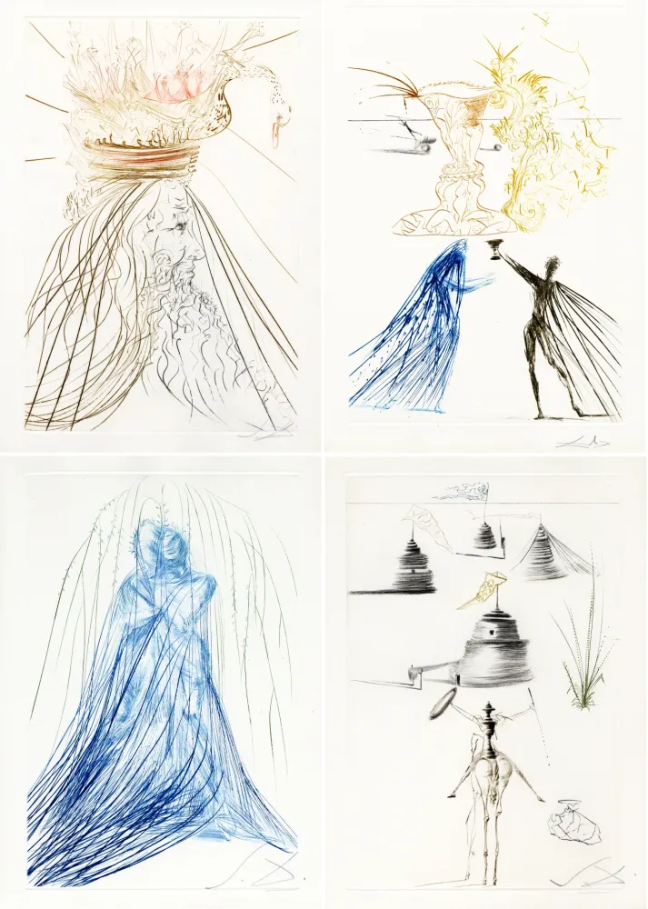 Geïllustreerd Boek Dali - TRISTAN ET ISEULT. 42 pointes-sèches signées (1970).