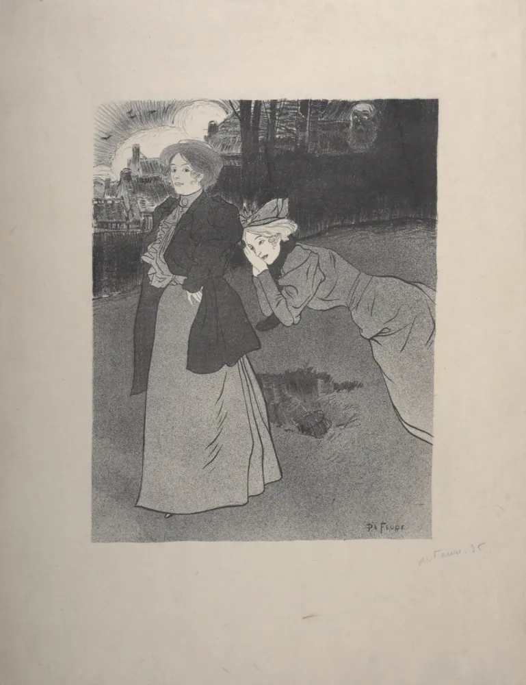 Lithografie De Feure - Surprises (Passantes), circa 1894 - Hand-signed