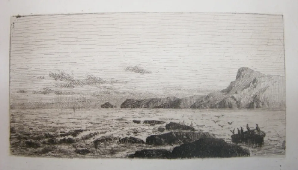 Ets En Aquatint De Haes - Arrecifes (Marina: Roca, gaviotas)