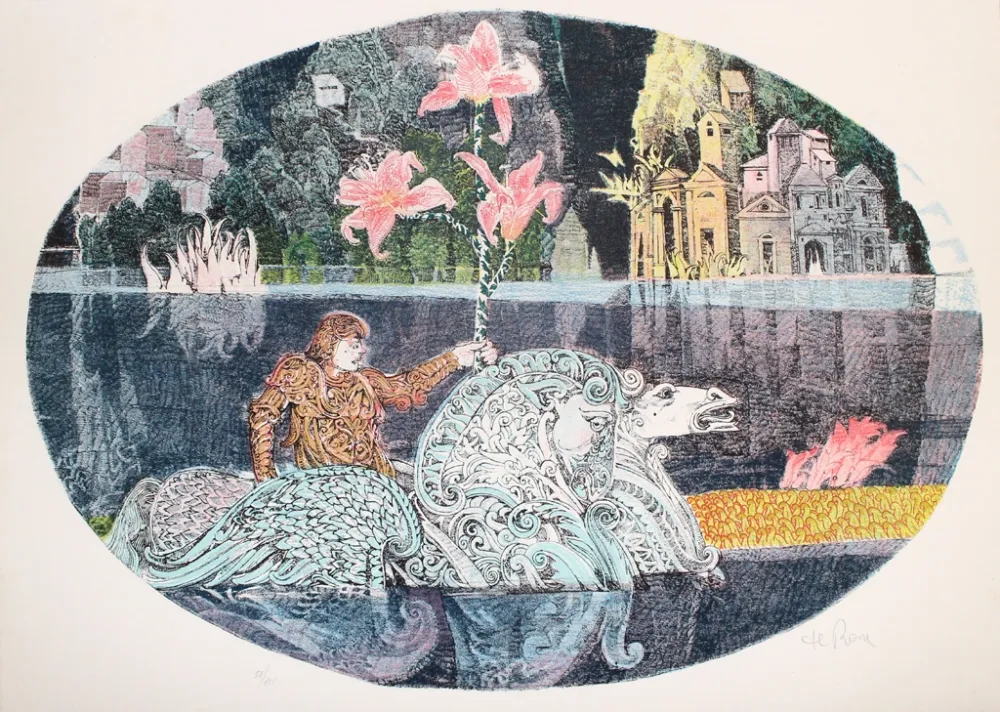 Lithografie De Rosa - Cavaliere