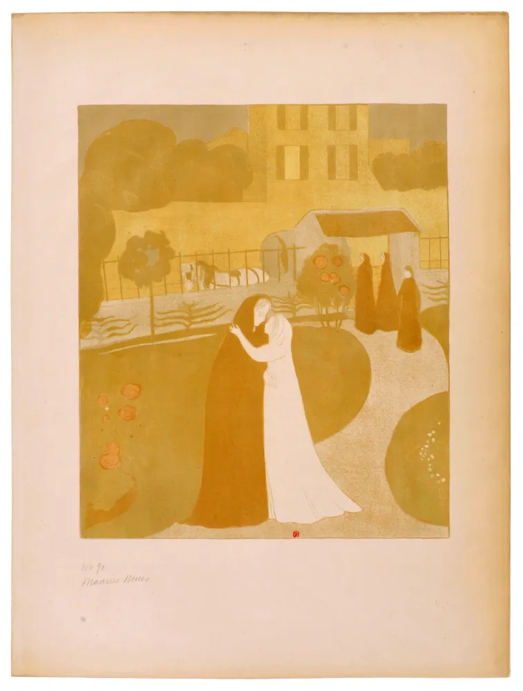 Lithografie Denis - La visitation à la villa Montrouge 