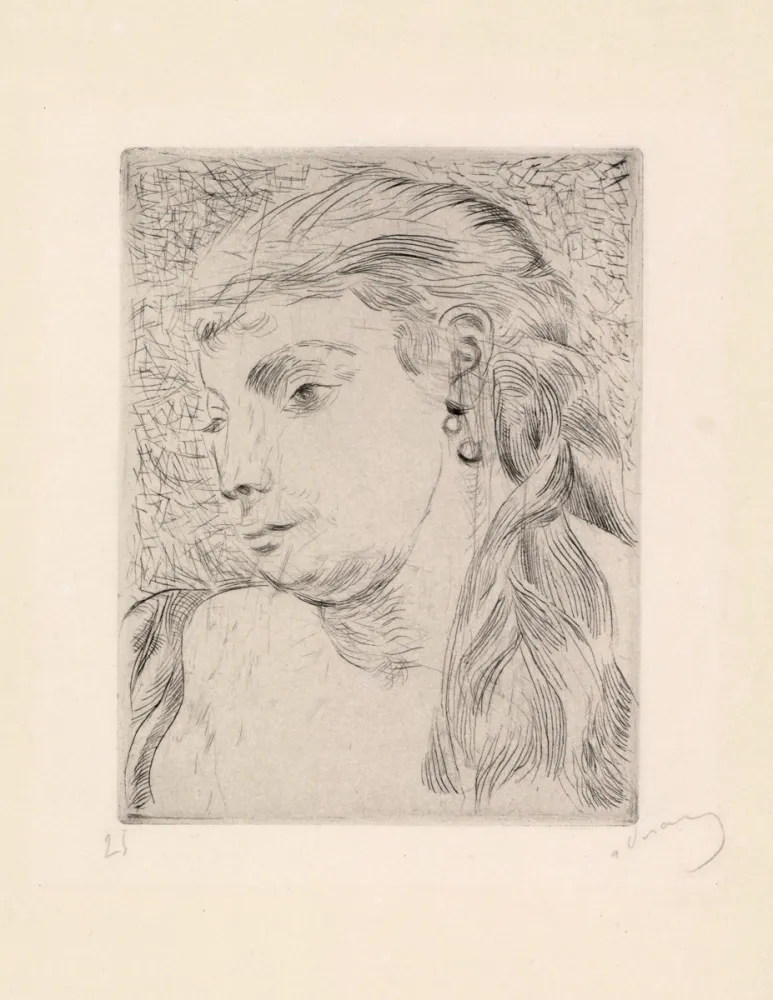 Ets En Aquatint Derain - Tête de femme avec une tresse